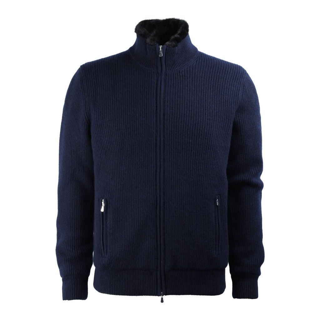GRAN SASSO Knitted Jacket NAVY - Henry Bucks