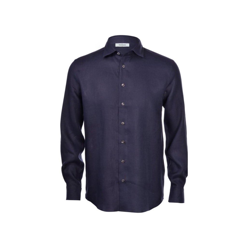 GRAN SASSO Linen Button Down Long Sleeve Shirt NAVY - Henry BucksShirts61SS240041 - NAVY - 48