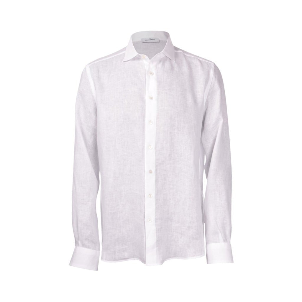 GRAN SASSO Linen Button Down Long Sleeve Shirt WHITE - Henry BucksShirts61SS240041 - WHTE - 48