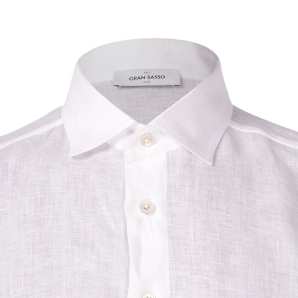 GRAN SASSO Linen Button Down Long Sleeve Shirt WHITE - Henry BucksShirts61SS240041 - WHTE - 48