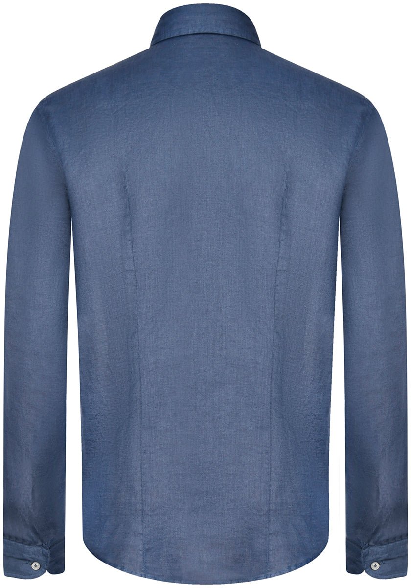 GRAN SASSO Linen Long Sleeve Shirt NAVY - Henry Bucks