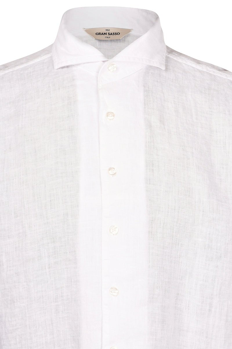 GRAN SASSO Linen Long Sleeve Shirt WHITE - Henry Bucks