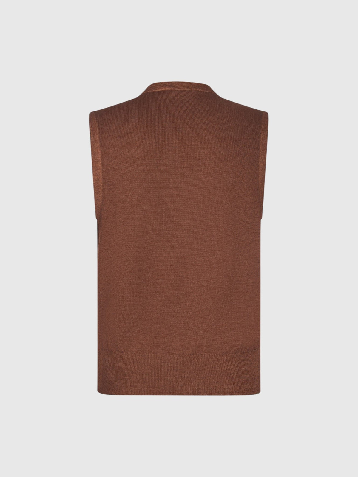 GRAN SASSO Merino Double Breasted Knit Vest RUST - Henry Bucks