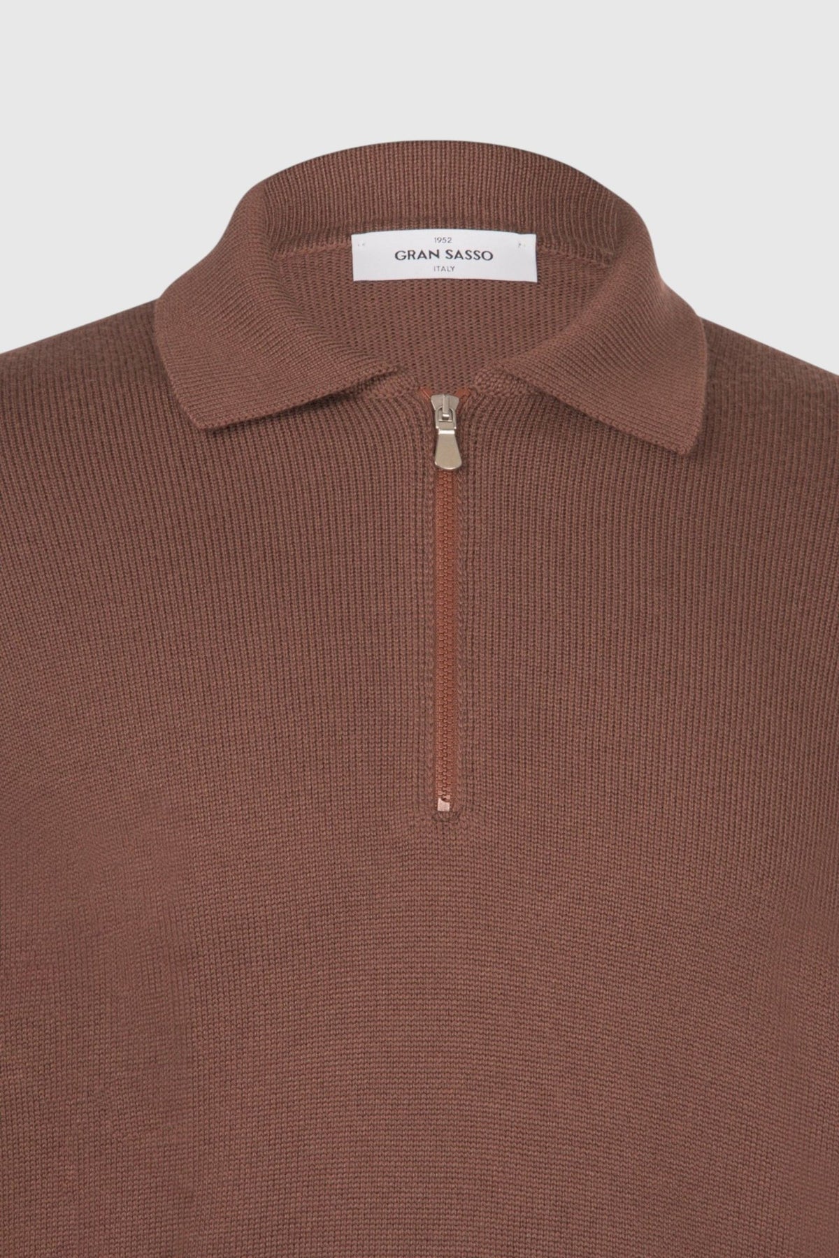 GRAN SASSO Merino Tennis Polo Knit BROWN - Henry Bucks