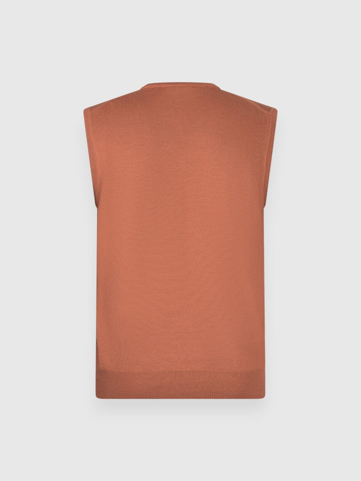 GRAN SASSO Merino V Neck Vest Knit RUST - Henry Bucks