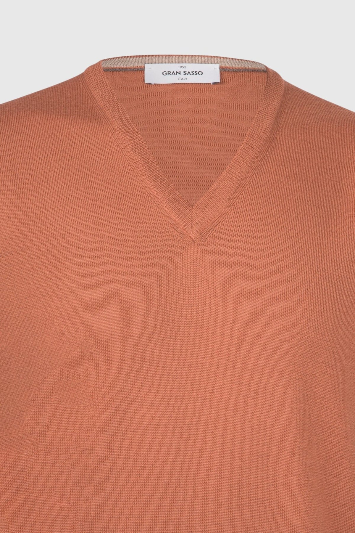GRAN SASSO Merino V Neck Vest Knit RUST - Henry Bucks