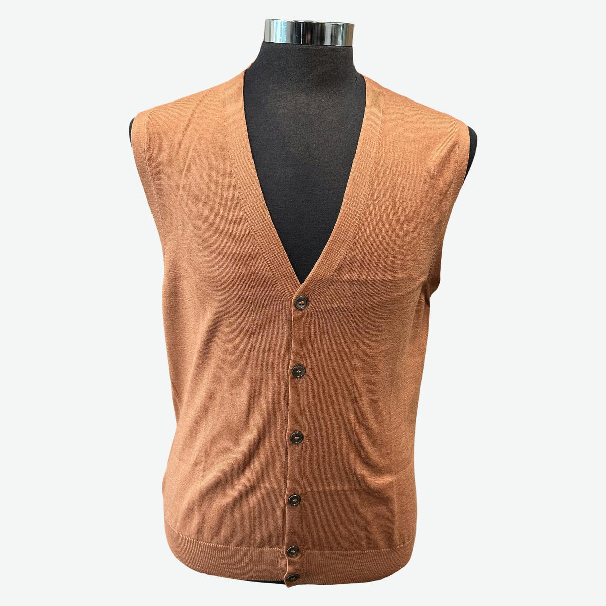GRAN SASSO Merino Vest Cardigan Knit RUST - Henry Bucks