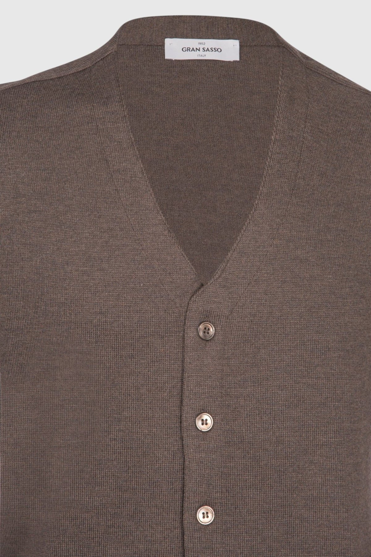 GRAN SASSO Merino Vest Knit BROWN - Henry Bucks