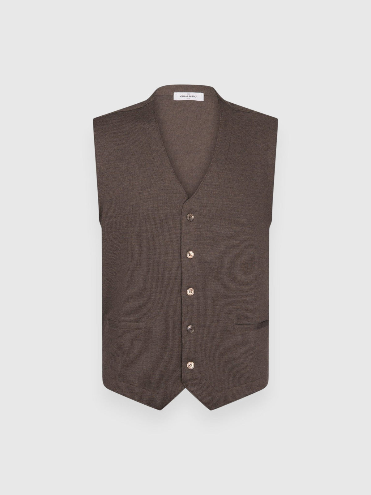 GRAN SASSO Merino Vest Knit BROWN - Henry Bucks