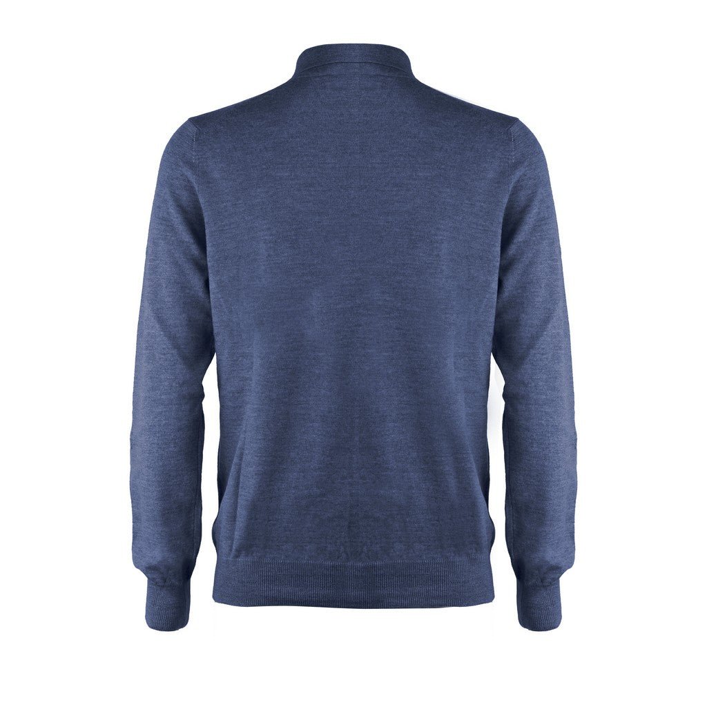 GRAN SASSO Merino Wool Button Front NAVY - Henry Bucks