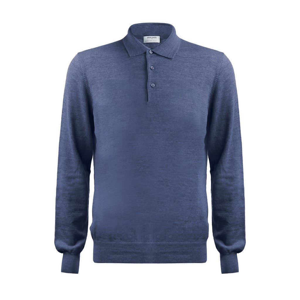 GRAN SASSO Merino Wool Button Front NAVY - Henry Bucks