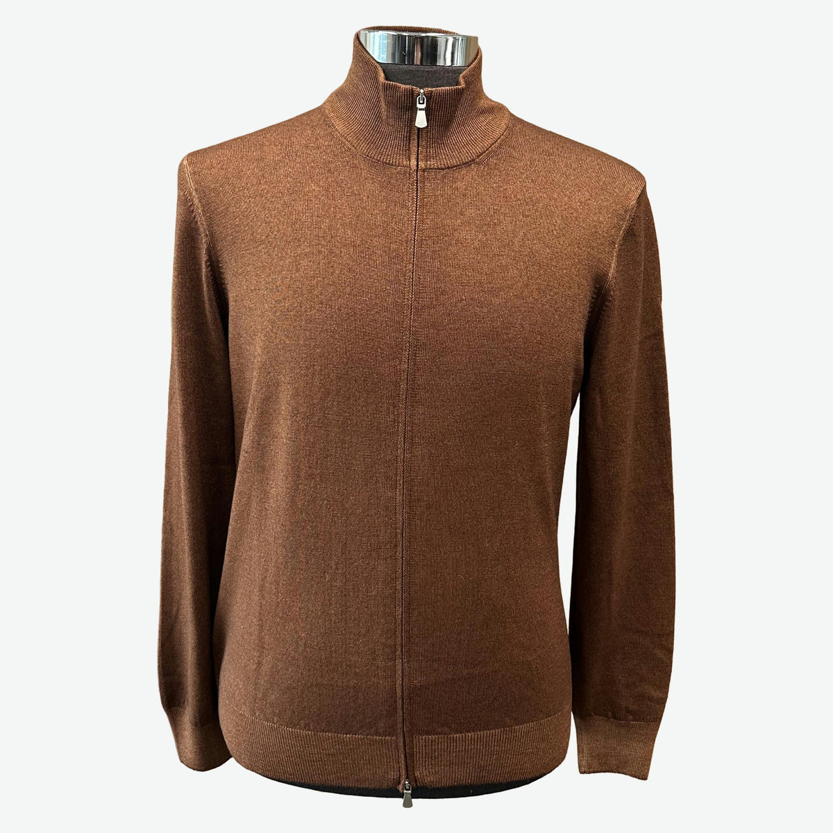 GRAN SASSO Merino Zip Cardigan Knit RUST - Henry Bucks