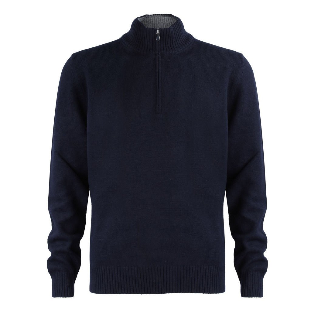 GRAN SASSO Mock Zip Knit NAVY - Henry Bucks