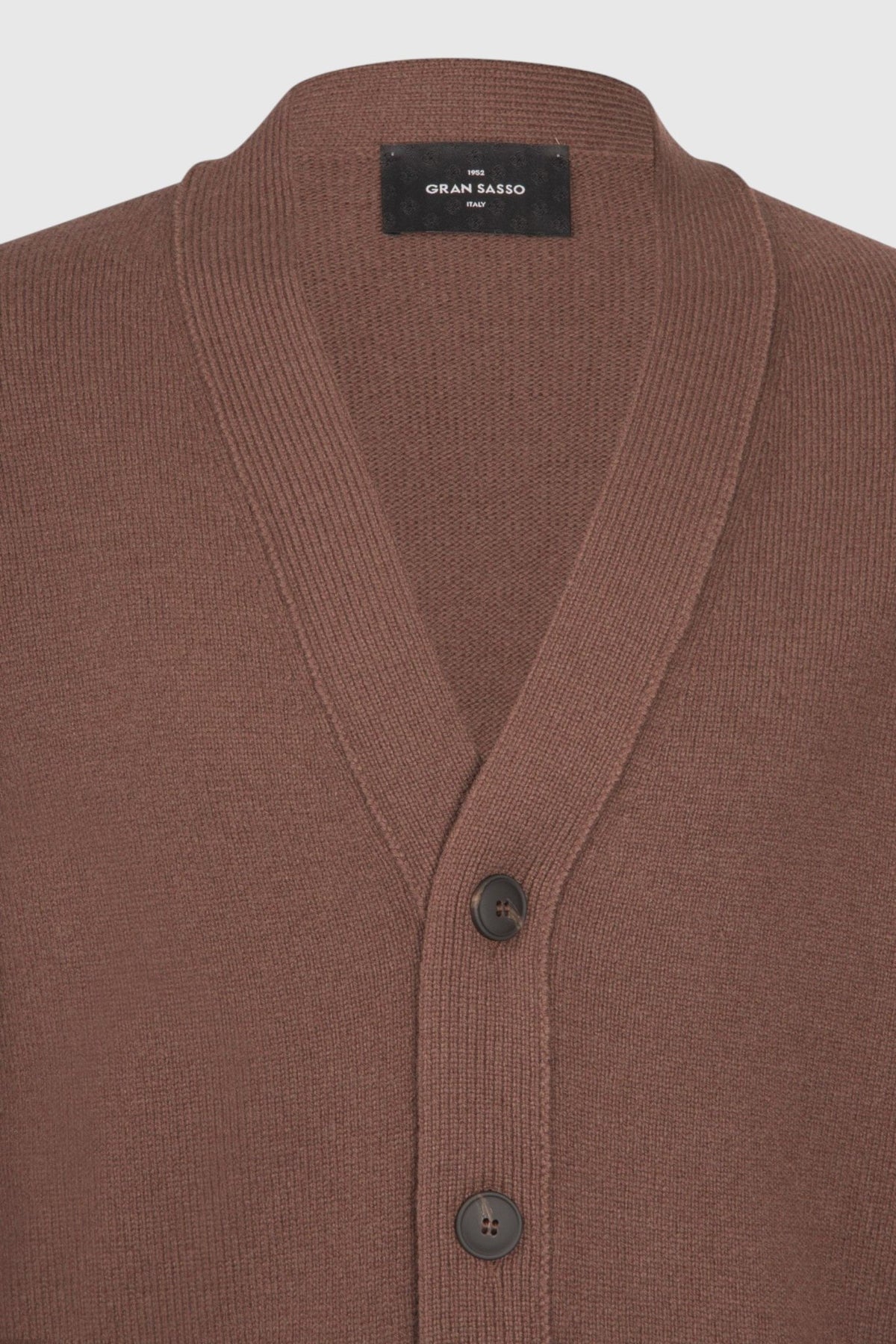 GRAN SASSO Super Geelong Merino Cardigan Knit BROWN - Henry Bucks