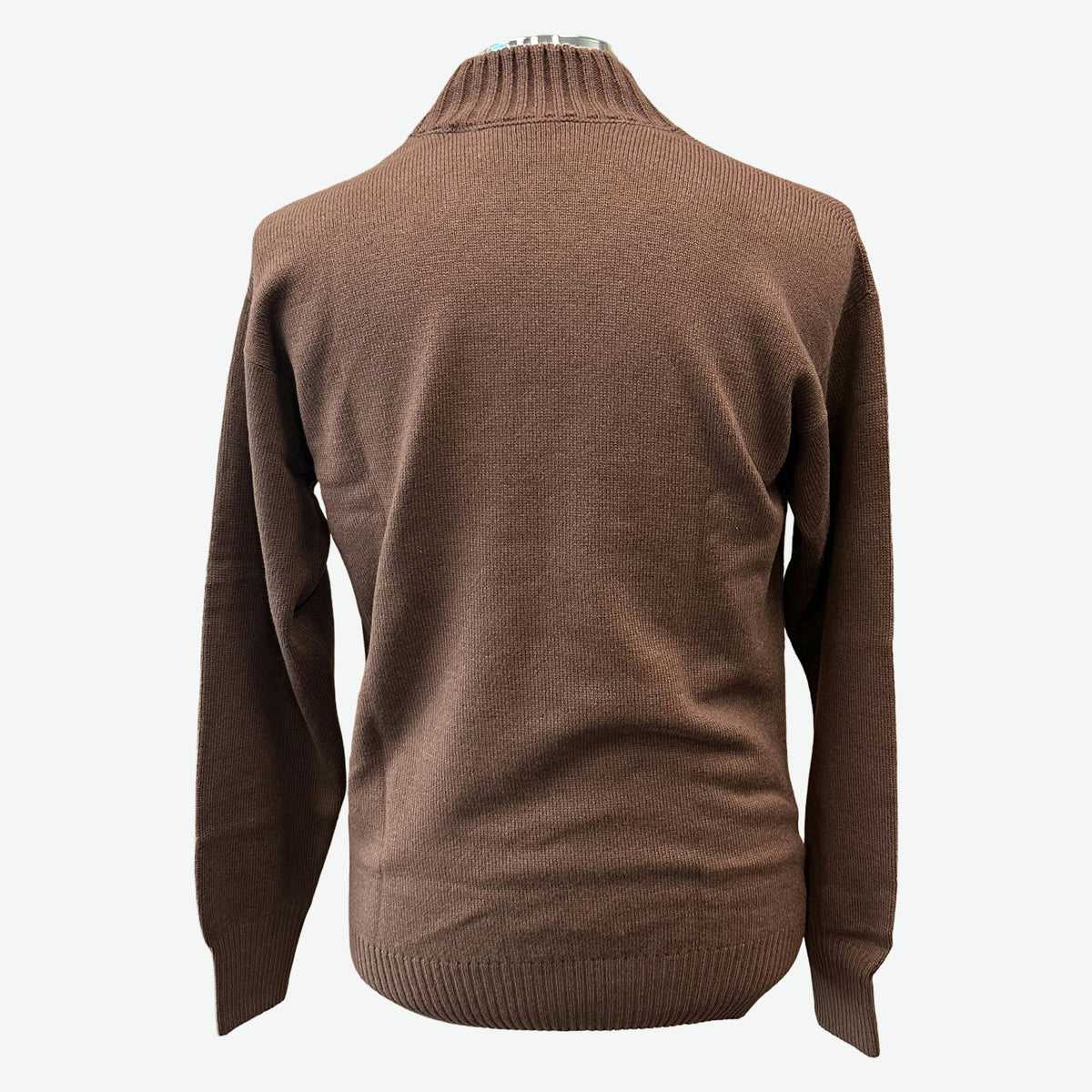 GRAN SASSO Super Geelong Merino Mock Neck Knit BROWN - Henry Bucks