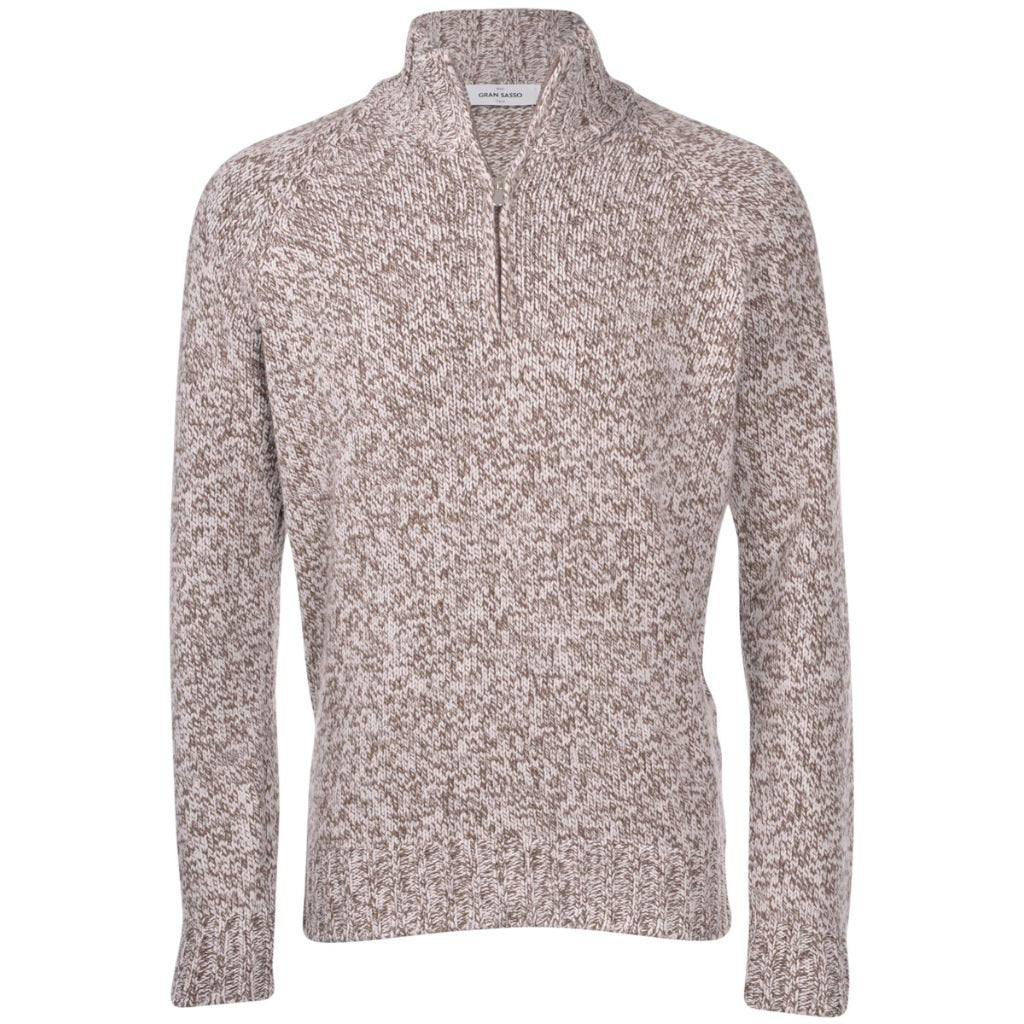 GRAN SASSO Super Geelong Mock Zip NATURAL - Henry Bucks