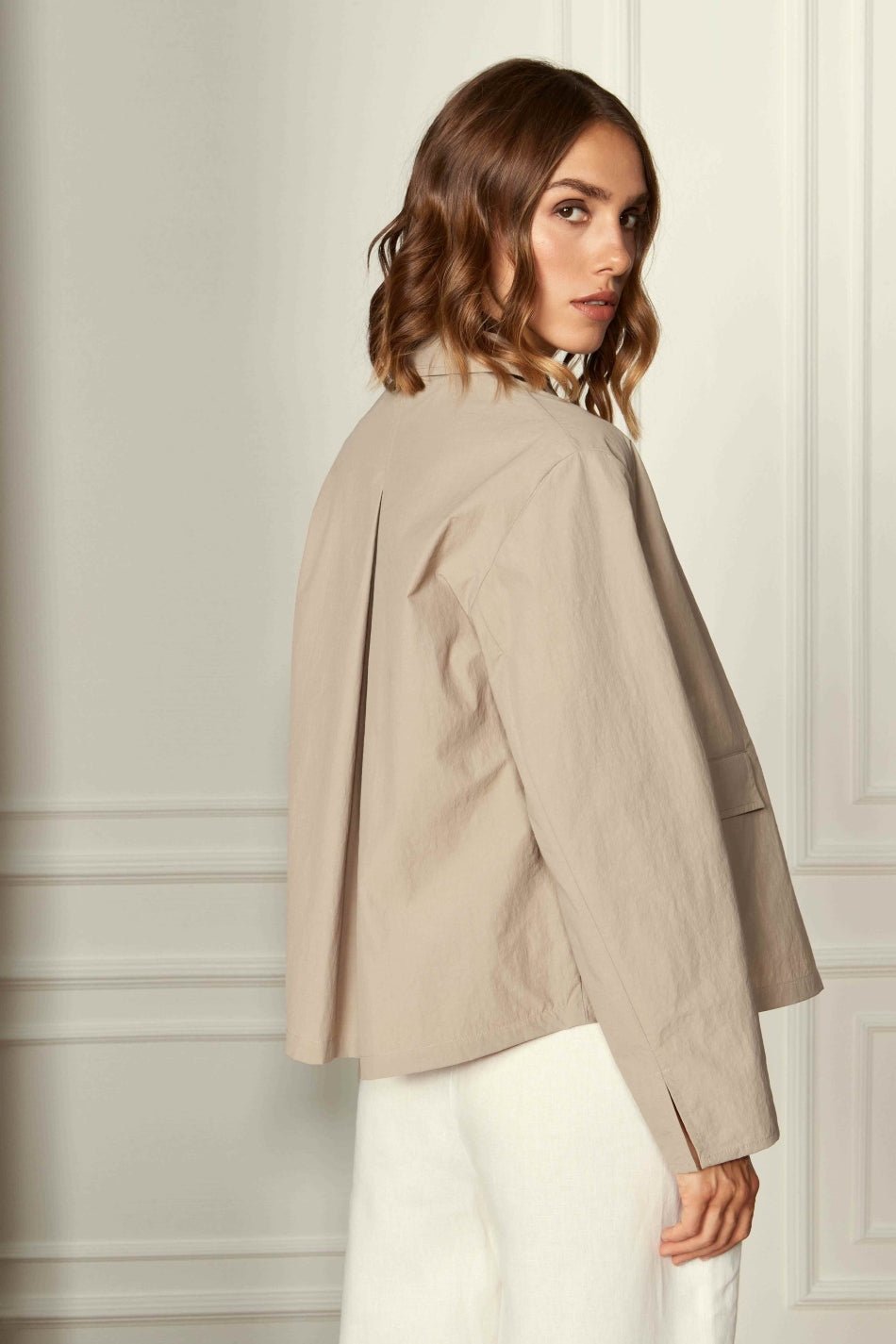 GRAN SASSO Womens Cotton Blend Jacket BEIGE - Henry Bucks