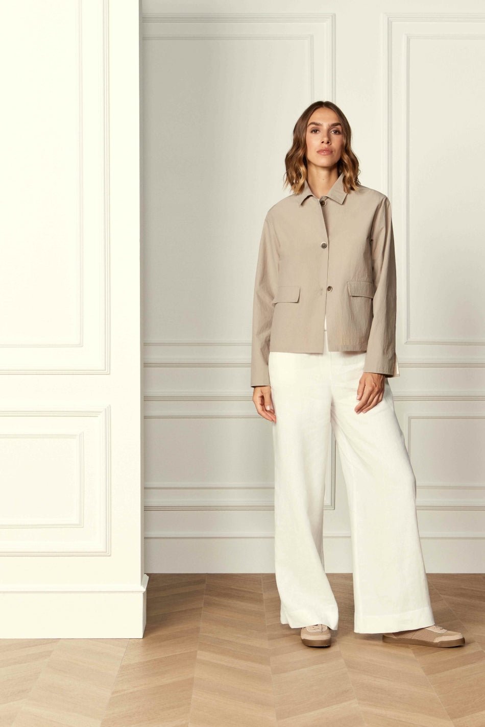 GRAN SASSO Womens Cotton Blend Jacket BEIGE - Henry Bucks