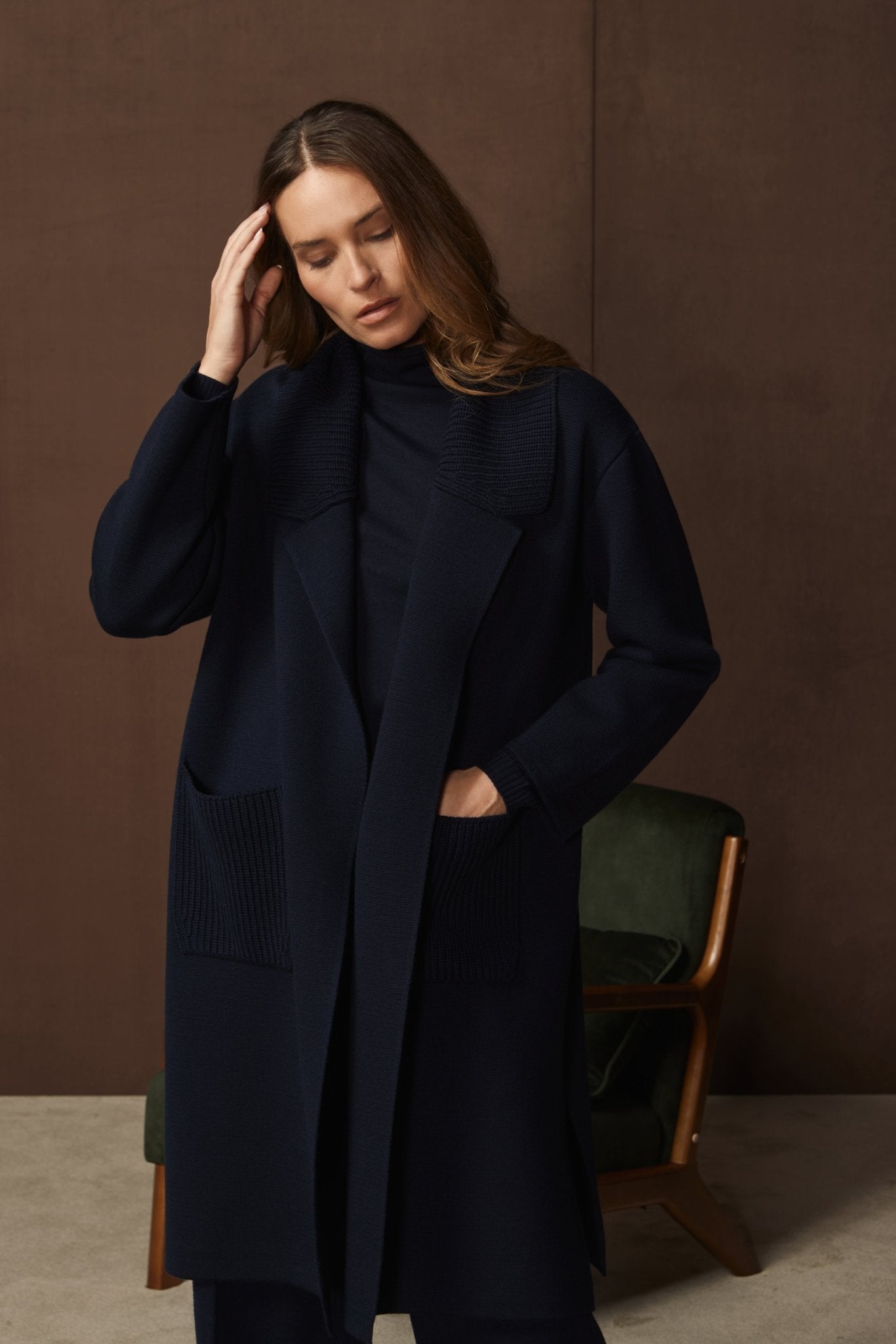 GRAN SASSO Womens Merino Coat INK NAVY - Henry Bucks