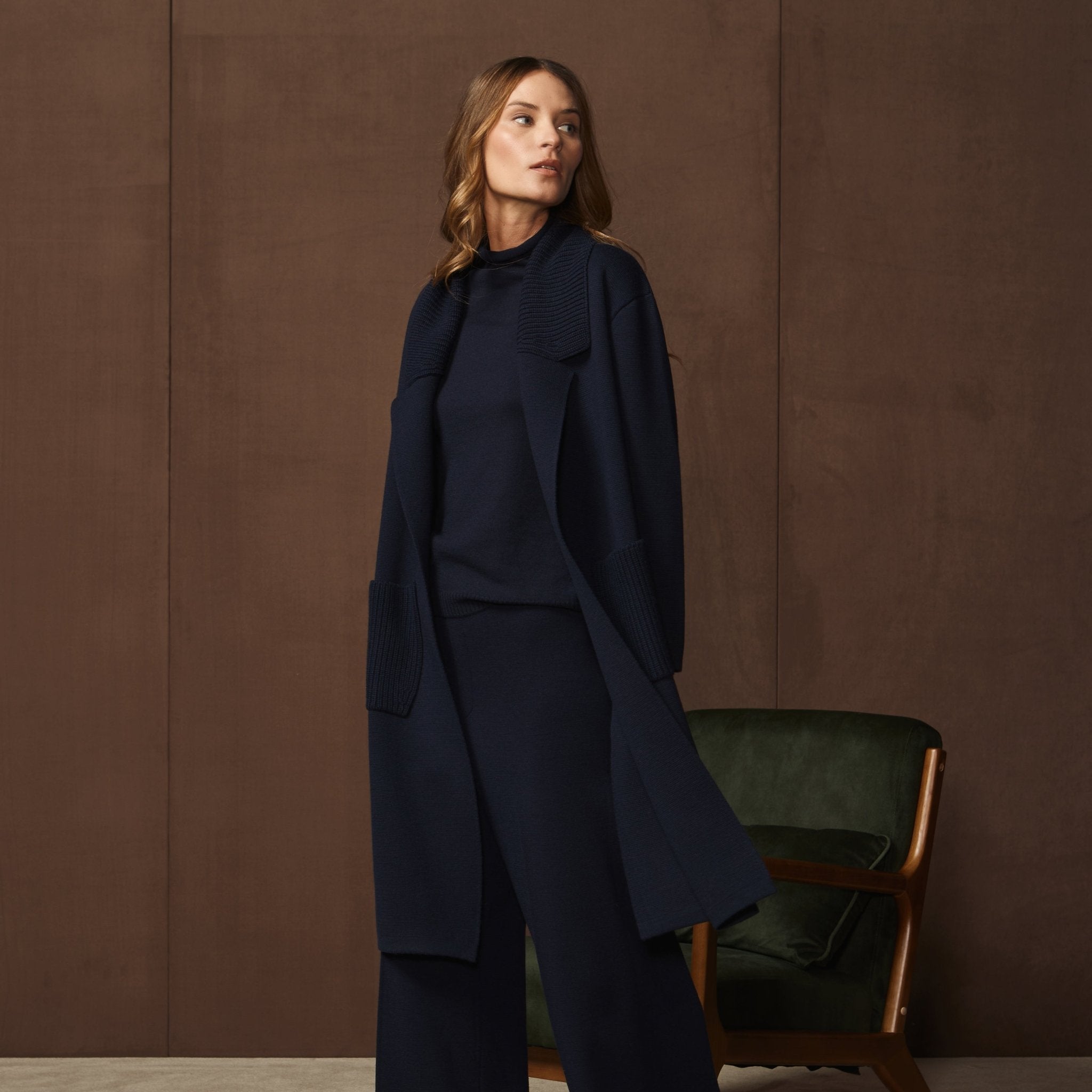 GRAN SASSO Womens Merino Coat INK NAVY - Henry Bucks