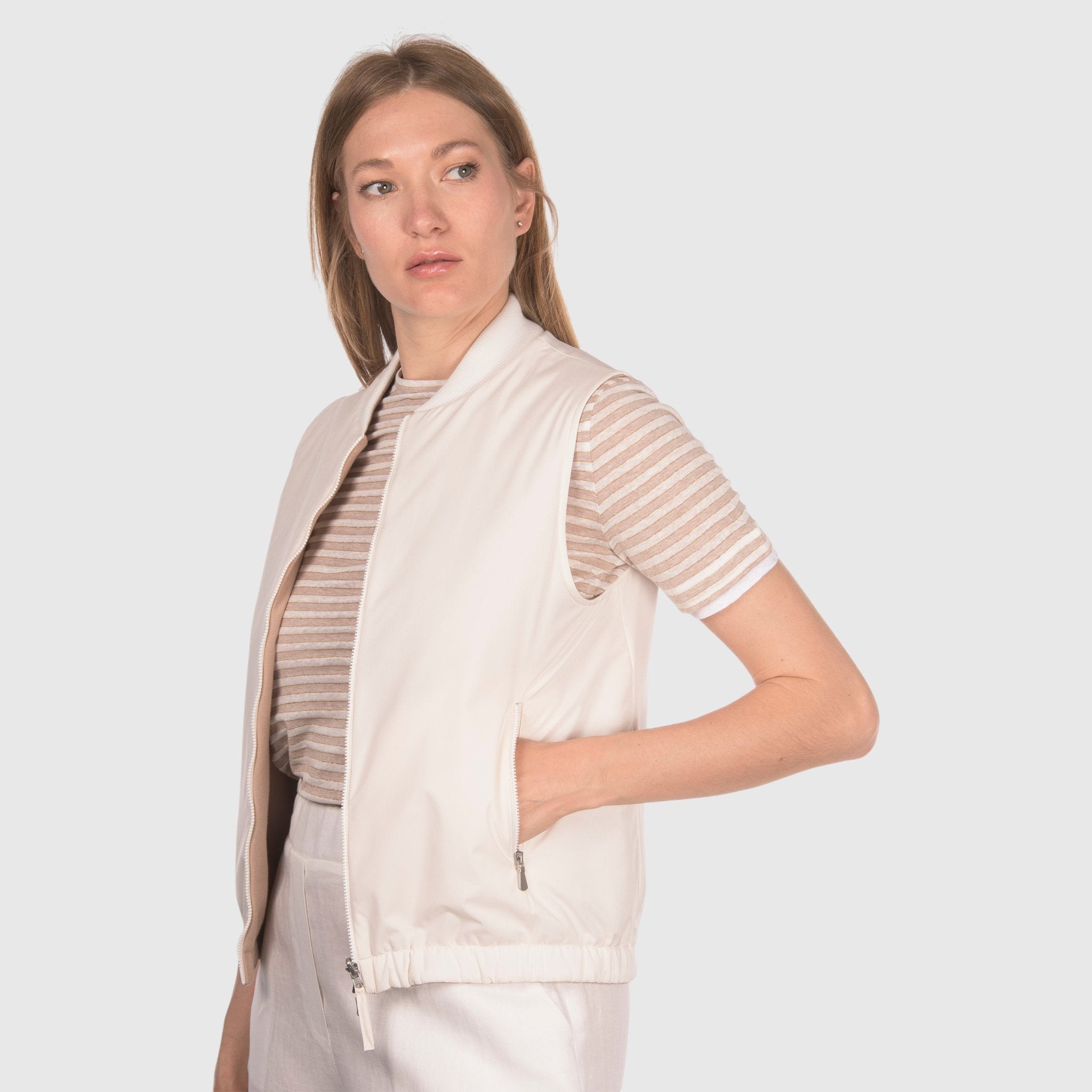 GRAN SASSO Womens Reversible Gillet OFF WHITE - Henry Bucks