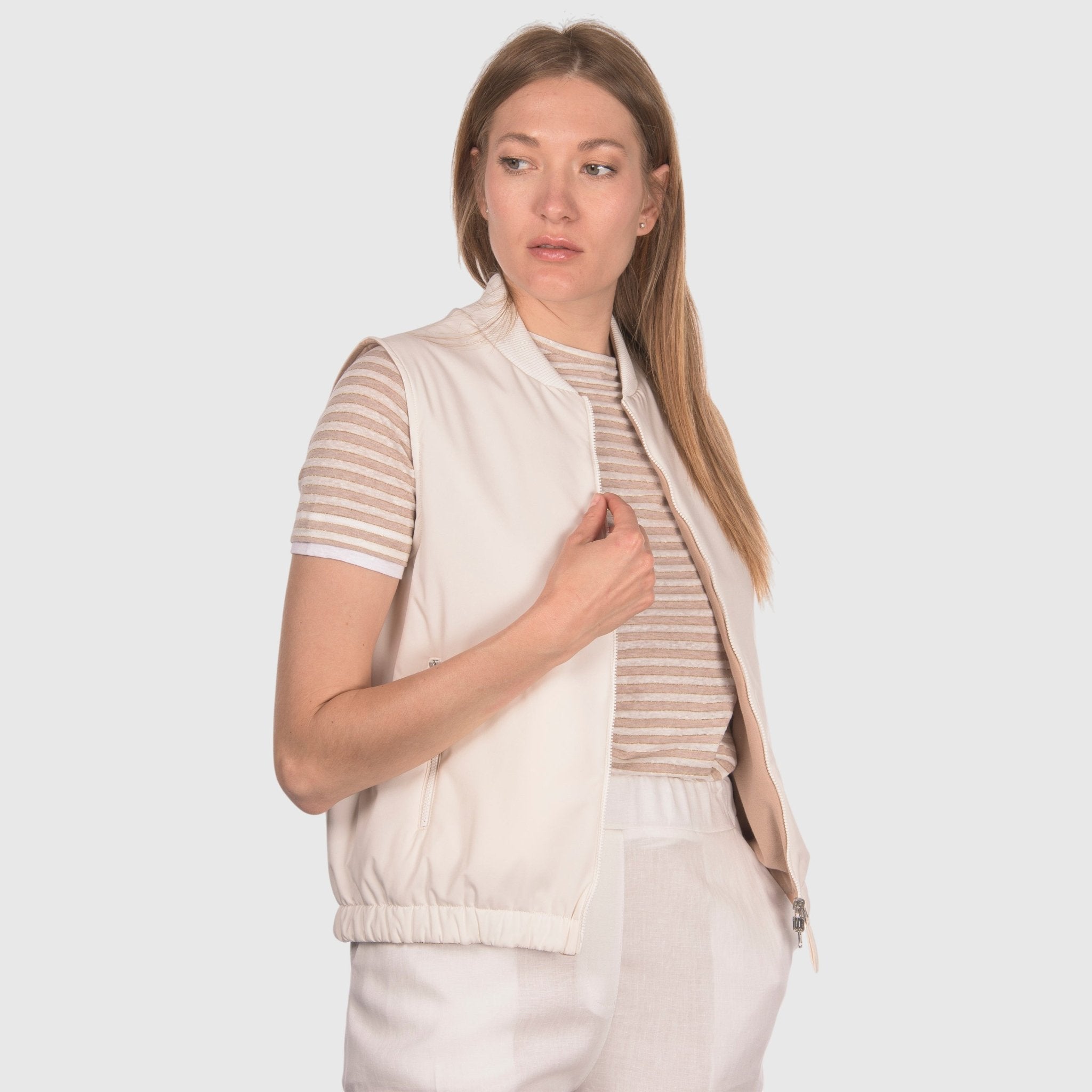 GRAN SASSO Womens Reversible Gillet OFF WHITE - Henry Bucks