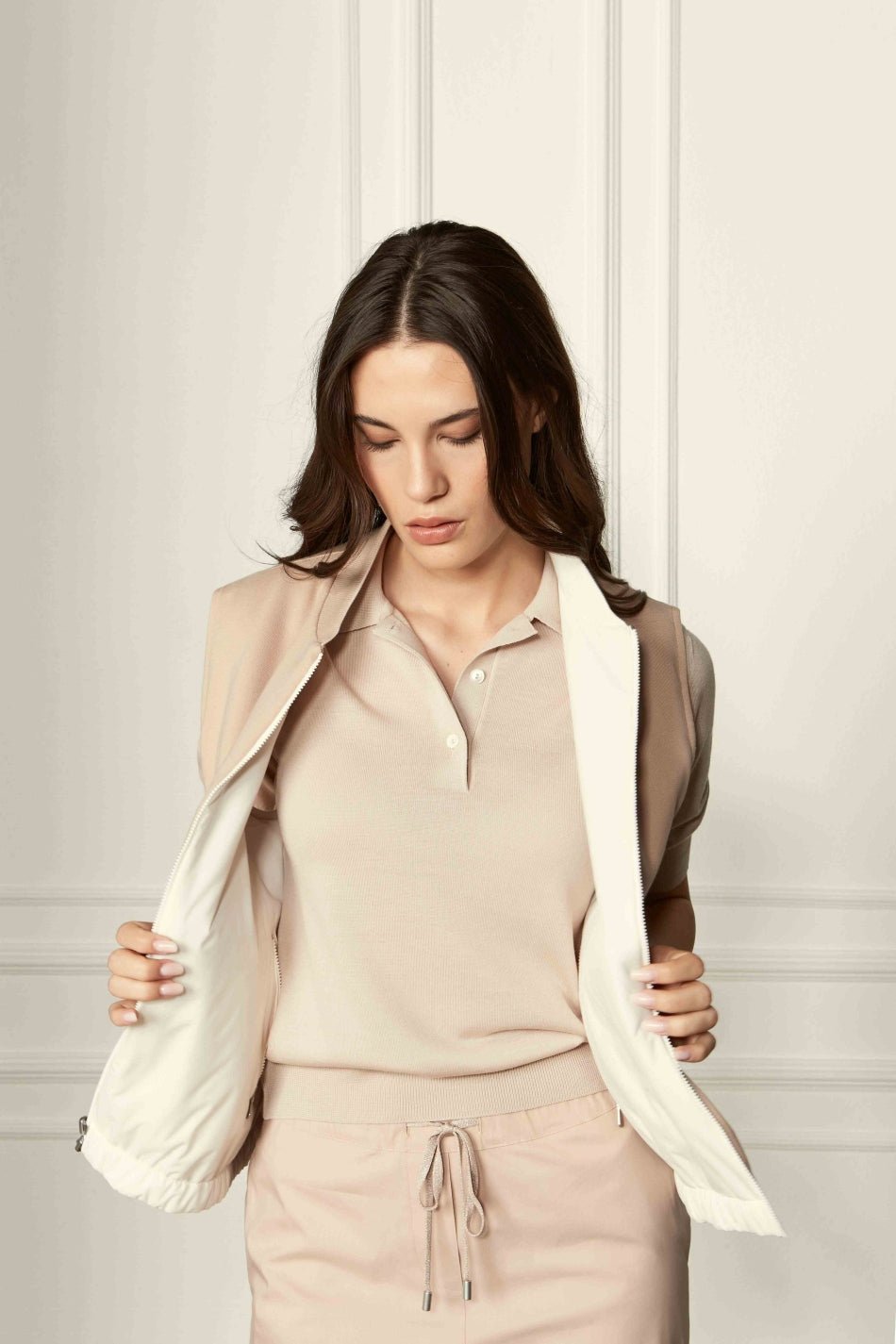 GRAN SASSO Womens Reversible Gillet OFF WHITE - Henry Bucks