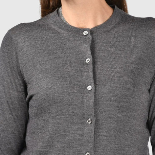 GRAN SASSO Womens Super Tasmania Wool Cardi CHARCOAL - Henry Bucks