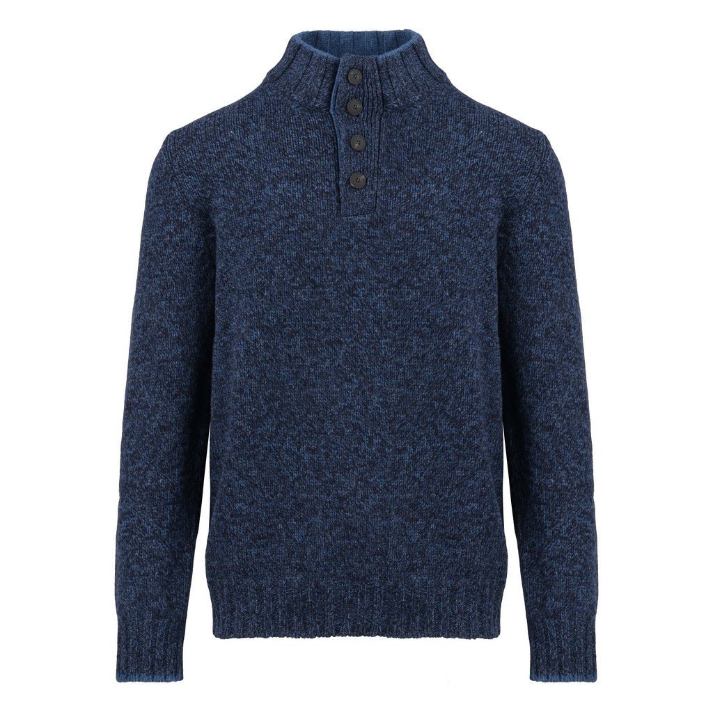 GRAN SASSO Wool Button Knit BLUE - Henry Bucks