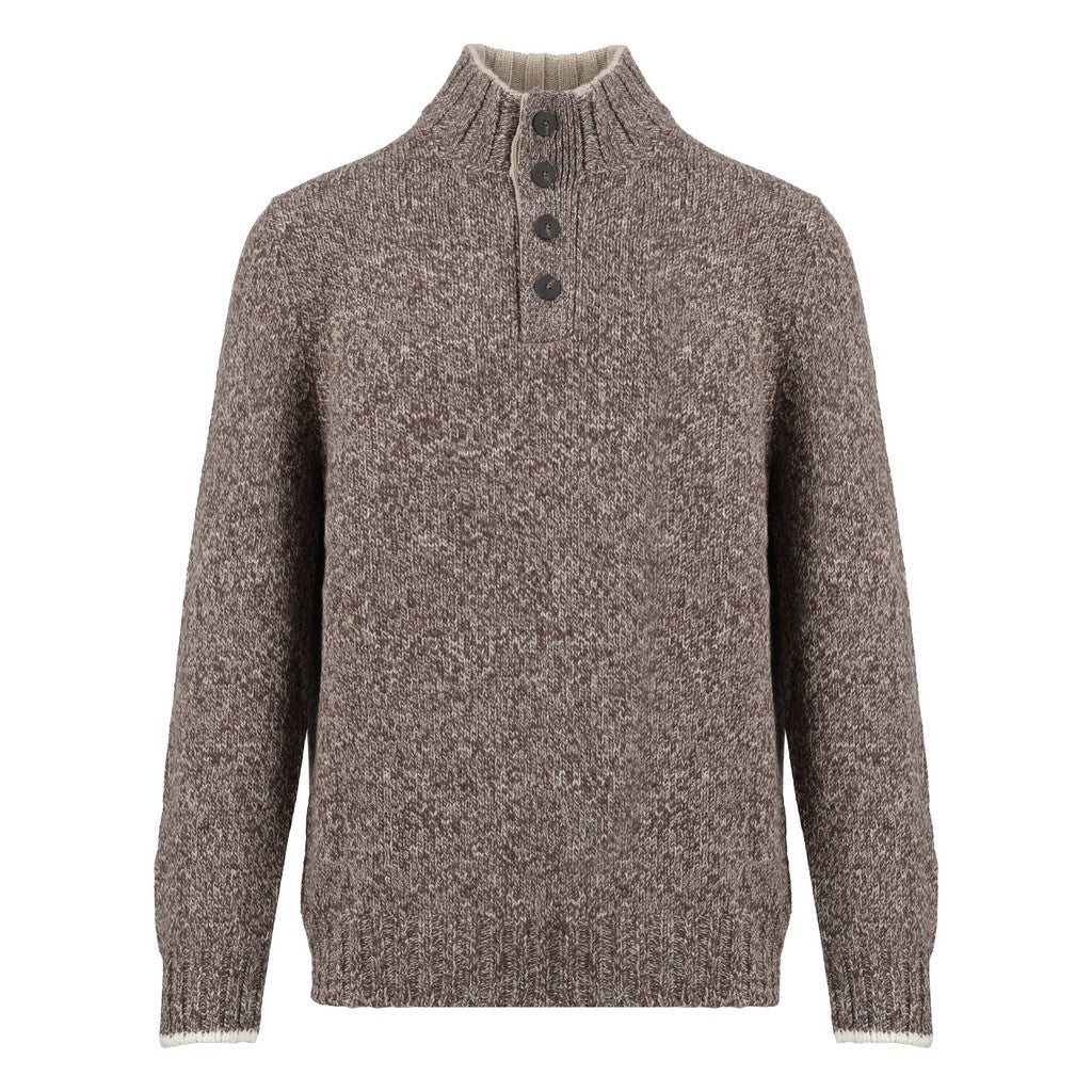 GRAN SASSO Wool Button Knit TAN - Henry Bucks