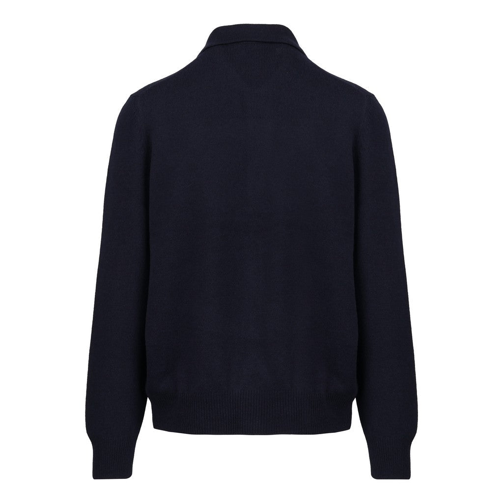 GRAN SASSO Wool Casual Shirt NAVY - Henry Bucks