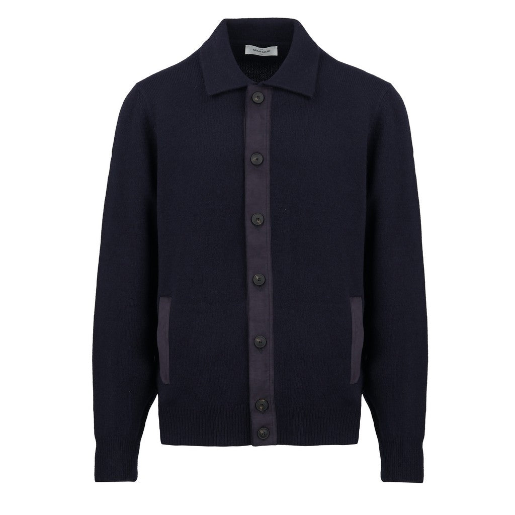 GRAN SASSO Wool Casual Shirt NAVY - Henry Bucks