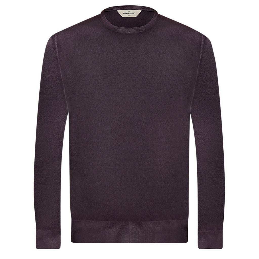 GRAN SASSO Wool Crew Neck CHOCOLATE - Henry Bucks