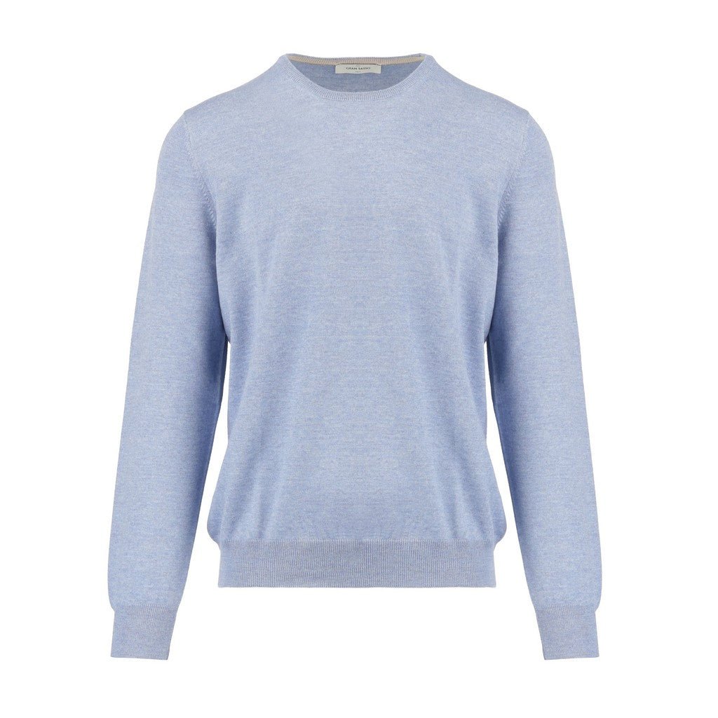GRAN SASSO Wool Crew Neck LIGHT BLUE - Henry Bucks