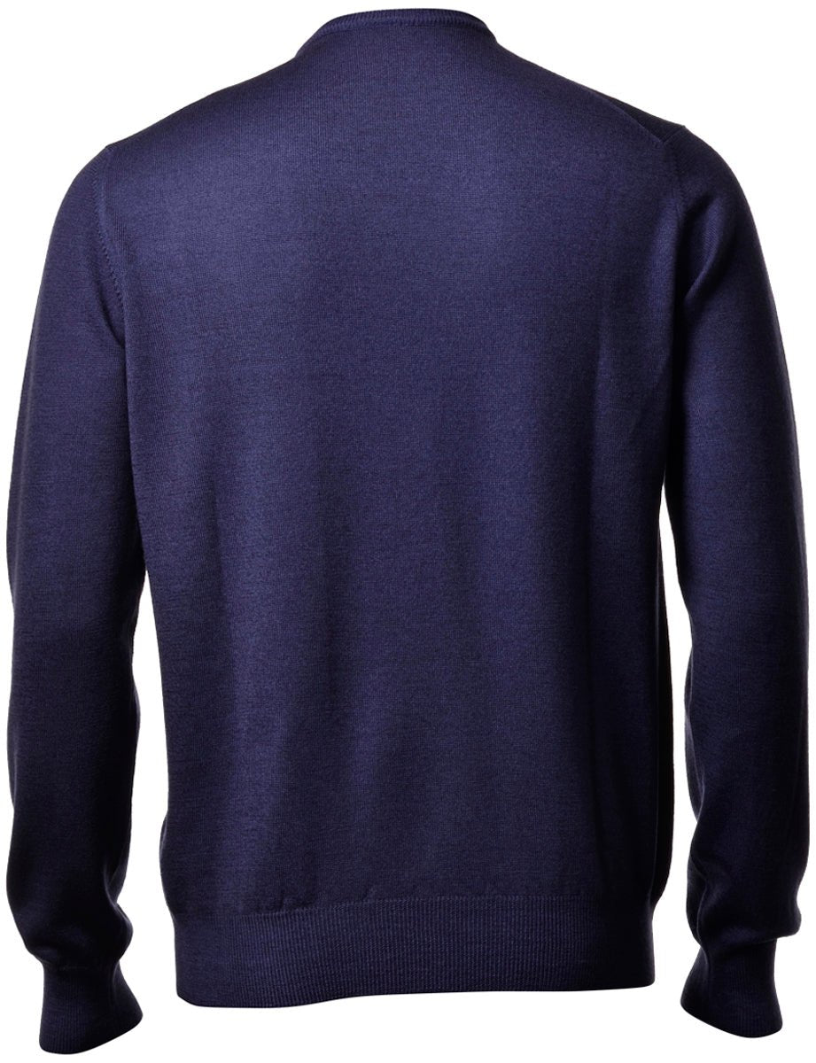 GRAN SASSO Wool Crew Neck NAVY - Henry Bucks