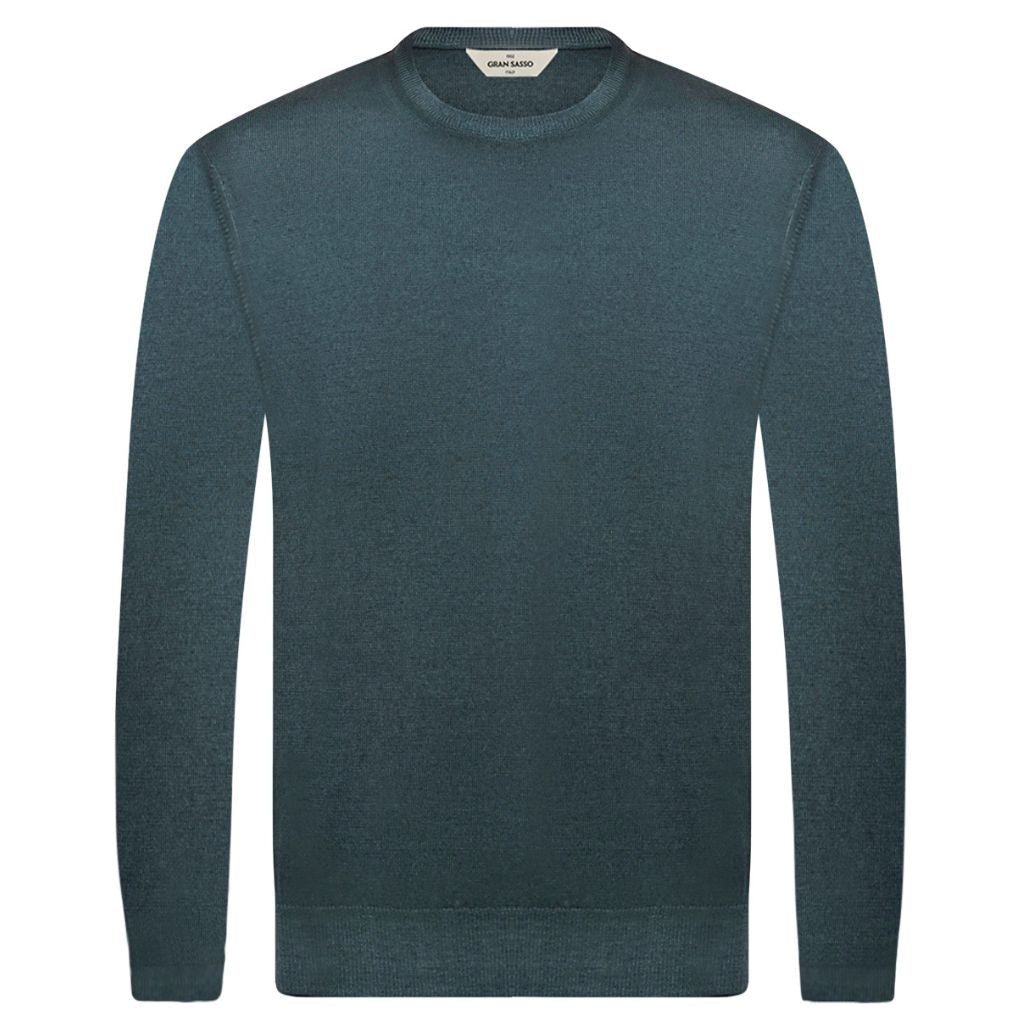 GRAN SASSO Wool Crew Neck TEAL - Henry Bucks