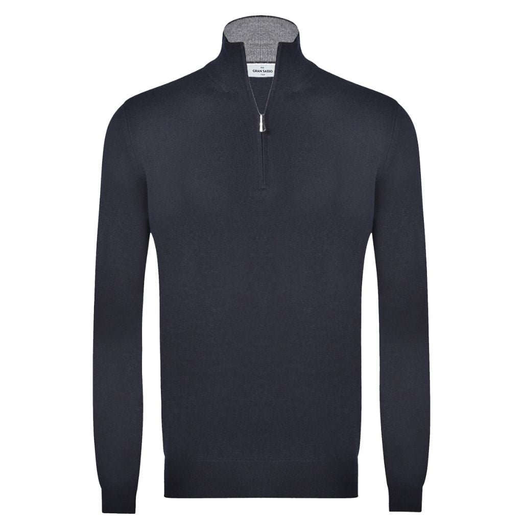 GRAN SASSO Wool Lupo Knit NAVY - Henry Bucks