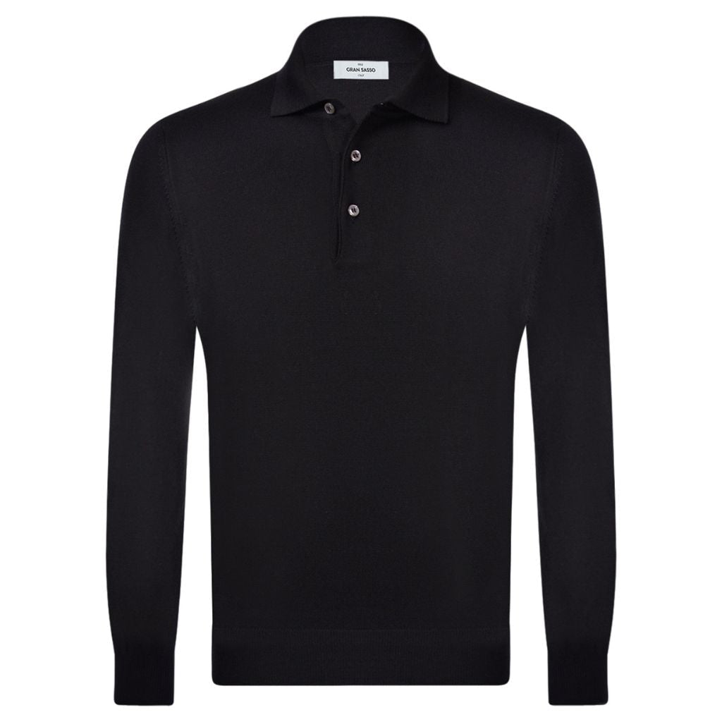 GRAN SASSO Wool Polo CHARCOAL - Henry Bucks