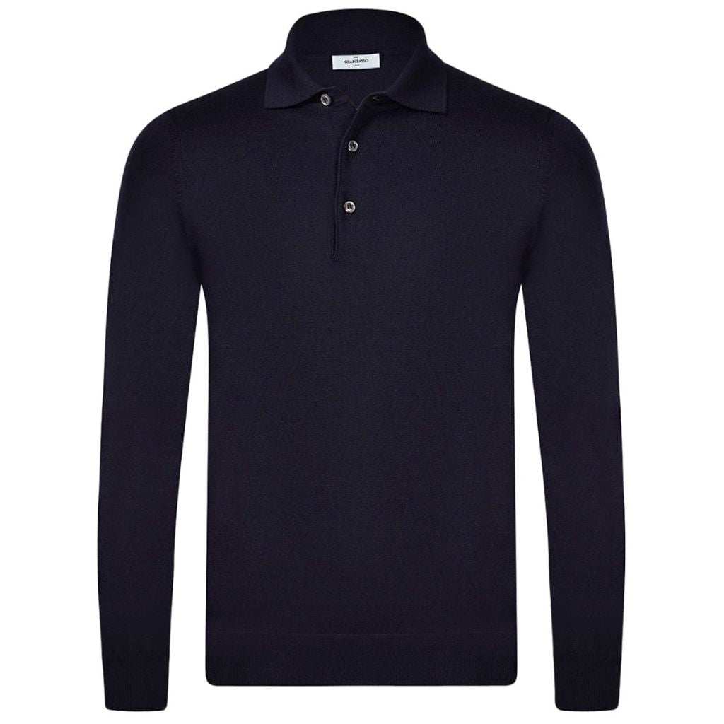 GRAN SASSO Wool Polo NAVY - Henry Bucks