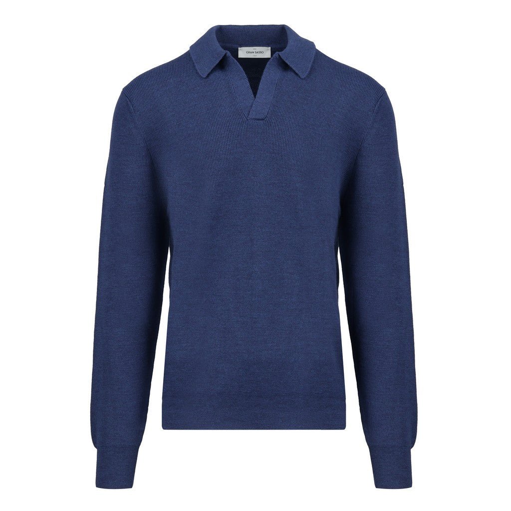 GRAN SASSO Wool Polo NAVY - Henry Bucks