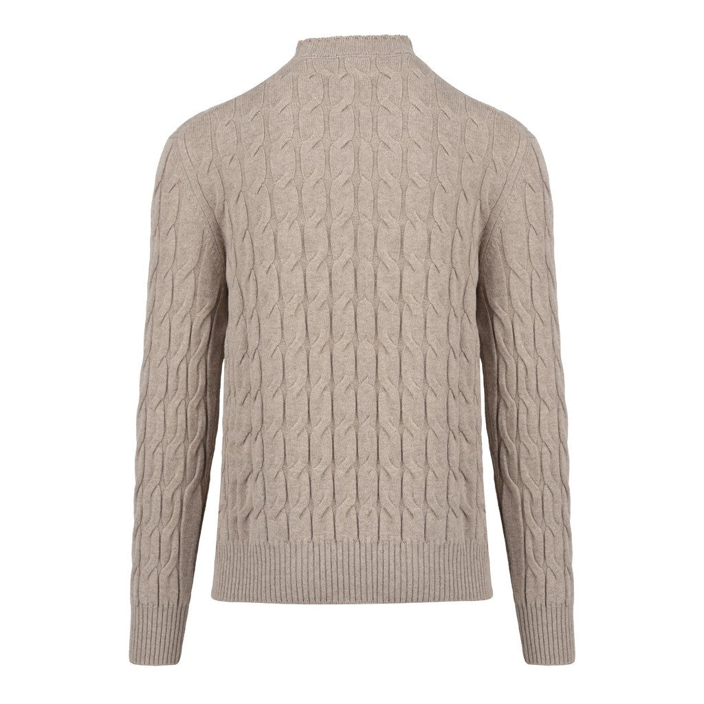 GRAN SASSO Wool Silk Crew Neck BEIGE - Henry Bucks