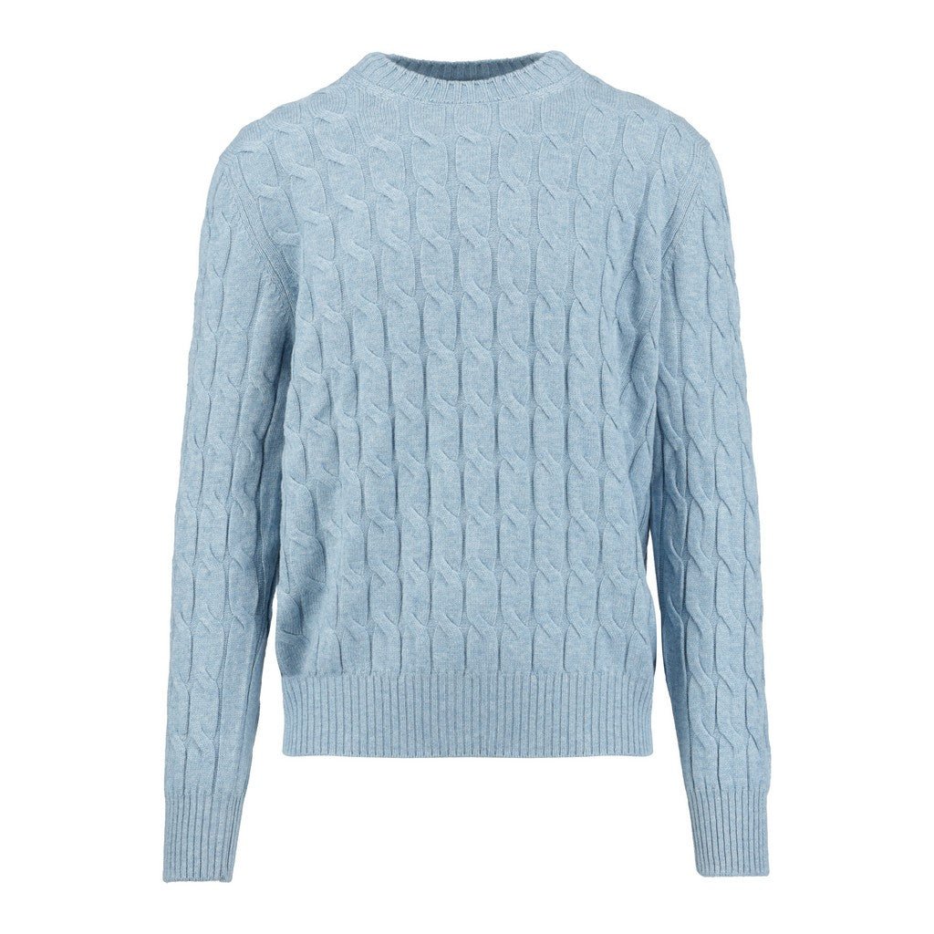 GRAN SASSO Wool Silk Crew Neck LIGHT BLUE - Henry Bucks