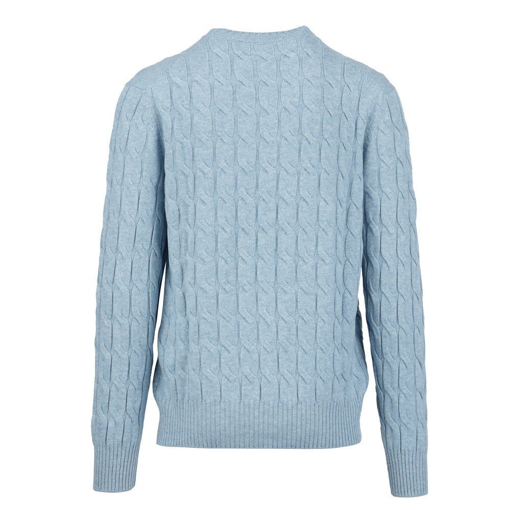 GRAN SASSO Wool Silk Crew Neck LIGHT BLUE - Henry Bucks