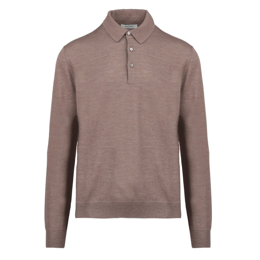 GRAN SASSO Wool Silk Polo CHOCOLATE - Henry Bucks