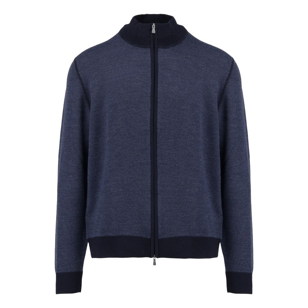 GRAN SASSO Wool Zip Front Jacket NAVY - Henry Bucks