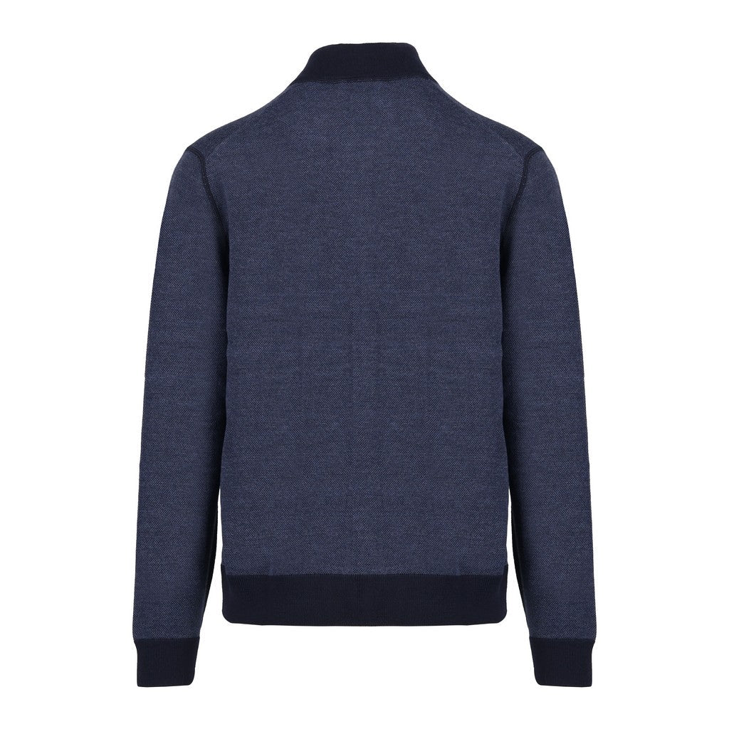 GRAN SASSO Wool Zip Front Jacket NAVY - Henry Bucks