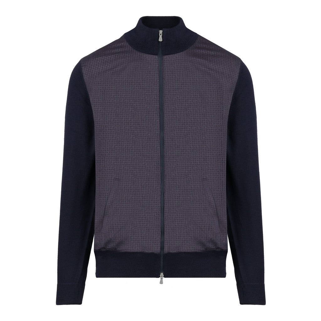 GRAN SASSO Wool Zip Jacket NAVY - Henry Bucks