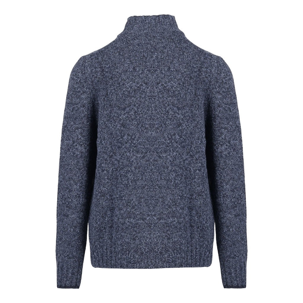 GRAN SASSO Wool Zip Knit NAVY - Henry Bucks
