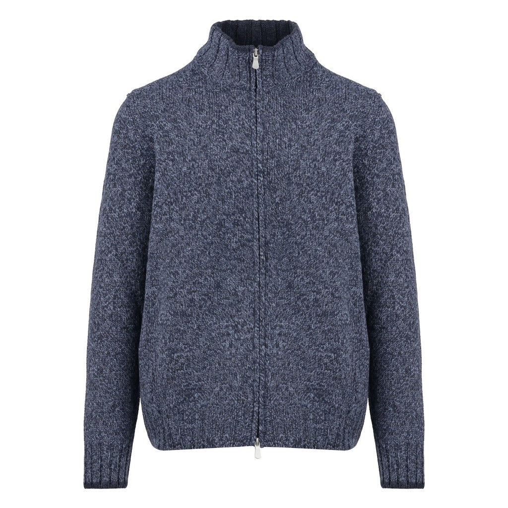 GRAN SASSO Wool Zip Knit NAVY - Henry Bucks