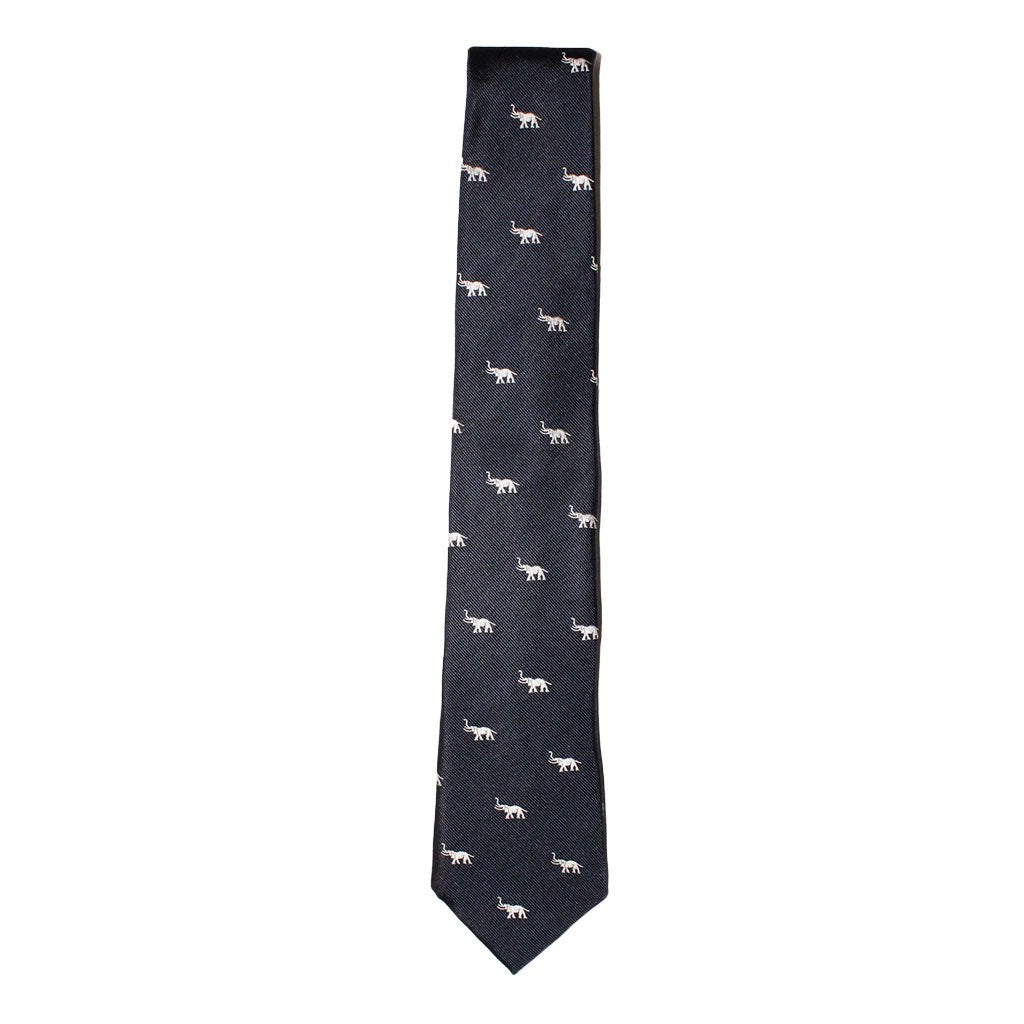 HEMLEY Elephant Silk Tie NAVY - Henry Bucks